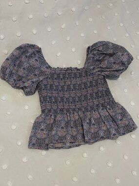 J. Crew x Liberty Floral Square Neck Smocked Puff-Sleeve Top | 100% Cotton